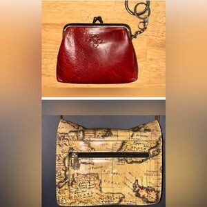 2-Patricia Nash Cassano European Map Print Xbody w/ Borse Leather Keychain Pouch